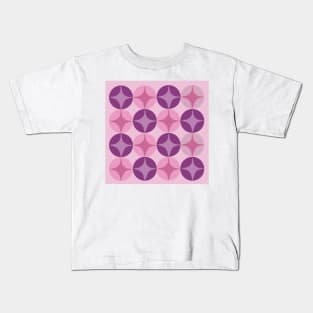 Mid Century Modern Pattern in Pink & Purple Kids T-Shirt